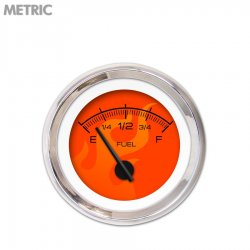 Fuel level Gauge - Ghost Flame Red, Black Modern Needles, Chrome Trim Rings - Part Number: GAR185ZMXKABCC