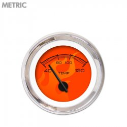 Water Temp Gauge Metric Ghost Flame Rd, Black Modern Needles, Chrome Trim Rings - Part Number: GAR185ZMXLABCC