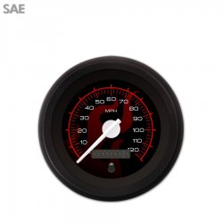 Speedo Gauge SAE Ghost Flame Black Rd Flame, White Modern Needles, Black Rings - Part Number: GAR186ZEXHACCD