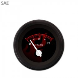 Volt Gauge SAE Ghost Flame Black Red Flame, White Modern Needles, Black Rings - Part Number: GAR186ZEXNACCD