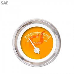 Volt Gauge - SAE Ghost Flame Or, White Modern Needles, Chrome Trim Rings - Part Number: GAR187ZEXNABCD