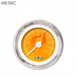 Tach Gauge w/ emblem - Ghost Flame Or, White Modern Needles, Chrome Trim Rings - Part Number: GAR187ZMAIABCD