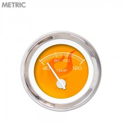 Water Temp Gauge - Metric Ghost Flame Or, Wht Modern Needles, Chrome Trim Rings - Part Number: GAR187ZMXLABCD