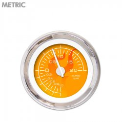 Turbo Gauge - Metric Ghost Flame Or, White Modern Needles, Chrome Trim Rings - Part Number: GAR187ZMXMABCD