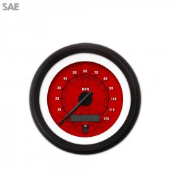 Speedo Gauge - SAE Tribal Red, Black Modern Needles, Black Trim Rings - Part Number: GAR188ZEXHACCC
