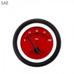 Oil Pressure Gauge - SAE Tribal Red, Black Modern Needles, Black Trim Rings - Part Number: GAR188ZEXJACCC