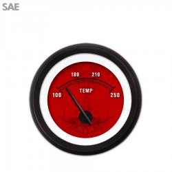 Water Temp Gauge - SAE Tribal Red, Black Modern Needles, Black Trim Rings - Part Number: GAR188ZEXLACCC
