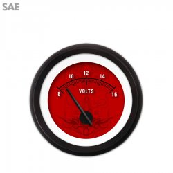 Volt Gauge - SAE Tribal Red, Black Modern Needles, Black Trim Rings - Part Number: GAR188ZEXNACCC