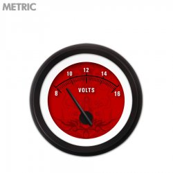 Volt Gauge - Metric Tribal Red, Black Modern Needles, Black Trim Rings - Part Number: GAR188ZMXNACCC
