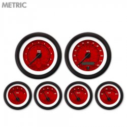 6 Gauge Set - Metric Tribal Red, Black Modern Needles, Black Trim Rings - Part Number: GAR188ZMXRACCC