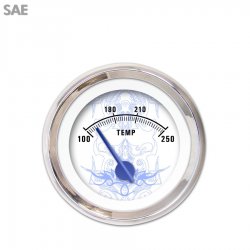Water Temp Gauge - SAE Tribal White, Bl Modern Needles, Chrome Trim Rings - Part Number: GAR189ZEXLABCF