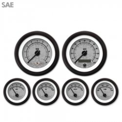 6 Gauge Set w/ emblem - SAE Tribal Gry, Black Modern Needles, Black Trim Rings - Part Number: GAR191ZEARACCC