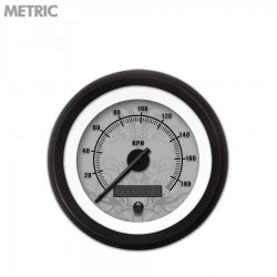 Speedo Gauge - Metric Tribal Grnay, Black Modern Needles, Black Trim Rings - Part Number: GAR191ZMXHACCC