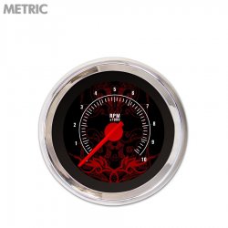 Tachometer Gauge - Tribal Black, Red Modern Needles, Chrome Trim Rings - Part Number: GAR192ZMXIABCE