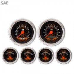 6 Ga. Set w/ emblem SAE Tribal Black Or Accents, Or Mod Nedl, Chrome Trm Rings - Part Number: GAR193ZEARABCH