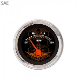 Water Temp Ga. - SAE Tribal Black Or Accents, Or Mod Needles, Chrome Trim Rings - Part Number: GAR193ZEXLABCH