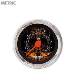 Tach Ga. w/ emblem - Tribal Black Or Accents, Or Mod Needles, Chrome Trim Rings - Part Number: GAR193ZMAIABCH