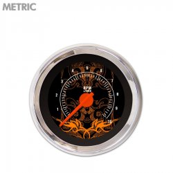 Tachometer Gauge Tribal Black Or Accents, Or Modern Needles, Chrome Trim Rings - Part Number: GAR193ZMXIABCH