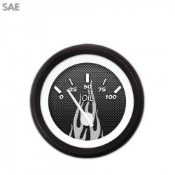 Oil Pressure Ga. - SAE CF Grey Flame, White Modern Needles, Black Trim Rings - Part Number: GAR194ZEXJACCD