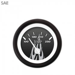 Water Temp Ga. SAE Carbon Fiber Gray Flame, White Modern Needles, Black Rings - Part Number: GAR194ZEXLACCD