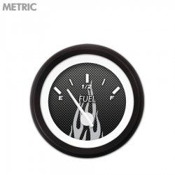 Fuel level Gauge Carbon Fiber Grnay Flame, White Modern Needles, Black Rings - Part Number: GAR194ZMXKACCD