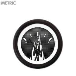 Fuel level Gauge Carbon Fiber White Flame, Black Modern Needles, Black Rings - Part Number: GAR195ZMXKACCC