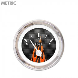 Fuel level Gauge - Carbon Fiber Rd Flame, Wht Modern Needles, Chrome Trim Rings - Part Number: GAR196ZMXKABCD