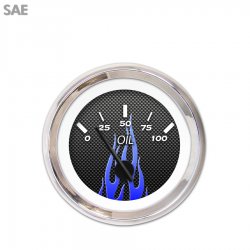 Oil Pressure Ga. - SAE CF Black Flame, Black Modern Needles, Chrome Trim Rings - Part Number: GAR197ZEXJABCC
