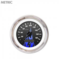Speedo Ga. - Metric CF Black Flame, Black Modern Needles, Chrome Trim Rings - Part Number: GAR197ZMXHABCC