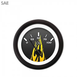 Oil Pressure Ga. - SAE CF Yellow Flame, Black Modern Needles, Black Trim Rings - Part Number: GAR199ZEXJACCC