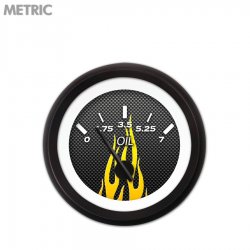 Oil Pressure Ga. Metric CF Yellow Flame, Black Modern Needles, Black Trim Rings - Part Number: GAR199ZMXJACCC