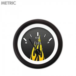 Fuel level Ga. Carbon Fiber Yellow Flame, Black Modern Needles, Black Rings - Part Number: GAR199ZMXKACCC