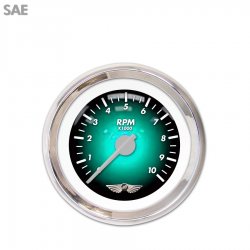 Tach Ga. w/ emblem - Pulsar Aqua, Silver Mod Nedl, Chrom Trm Rings~Style Kit DIY - Part Number: GAR2103ZEAIABCB
