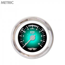 Tach Ga. w/ emblem - Pulsar Aqua, Silver Mod Nedl, Chrom Trm Rings~Style Kit DIY - Part Number: GAR2103ZMAIABCB