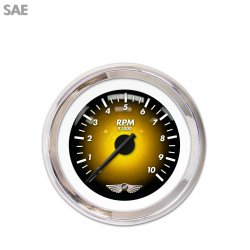 Tach Ga. w/ emblem Pulsar Amber, Black Mod Nedl, Chrome Trm Rings~Style Kit DIY - Part Number: GAR2104ZEAIABCC