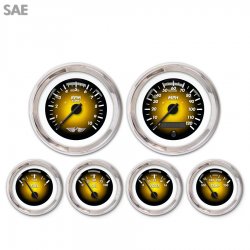 6 Ga. Set w/ emblem - SAE Pulsar Amber, Black Mod Nedl, Chrom Trm Rngs~ Kit DIY - Part Number: GAR2104ZEARABCC
