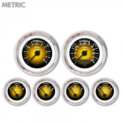 6 Ga. Set - Metric Pulsar Amber, Black Mod Nedl, Chrome Trm Rings Style Kit DIY - Part Number: GAR2104ZMXRABCC