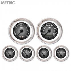 6 Ga. Set w/ emblem Metric Pulsar Grey, Black Mod Nedl, Chrom Trm Rngs~ Kit DIY - Part Number: GAR2105ZMARABCC