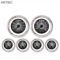 6 Ga. Set - Metric Pulsar Grey, Black Mod Nedl, Chrome Trm Rings Style Kit DIY - Part Number: GAR2105ZMXRABCC