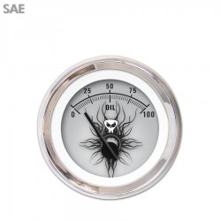 Oil Pres Ga. - SAE Skull Series, Black Mod Nedl, Chrome Trm Rings Style Kit DIY - Part Number: GAR2115ZEXJABCC
