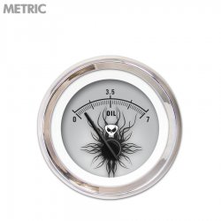 Oil Pres Ga. Metric Skull Series, Black Mod Nedl, Chrom Trm Rings~Style Kit DIY - Part Number: GAR2115ZMXJABCC