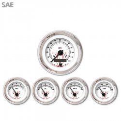 5 Ga. Set - SAE Pinstripe II Wht, Black Mod Nedl, Chrome Trm Rings~Style Kit DIY - Part Number: GAR2116ZEXQABCC