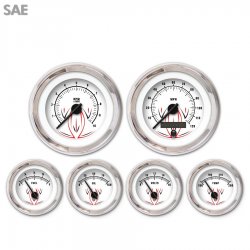 6 Ga. Set - SAE Pinstripe II Wht, Black Mod Nedl, Chrome Trm Rings~Style Kit DIY - Part Number: GAR2116ZEXRABCC