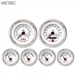 6 Ga. Set w/emblem-Metric Pinstripe II Wht, Black Mod Nedl, Chrom Trm Rngs~ Kit - Part Number: GAR2116ZMARABCC