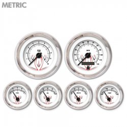 6 Ga. Set Metric Pinstripe II White, Black Mod Nedl, Chrom Rings~Style Kit DIY - Part Number: GAR2116ZMXRABCC