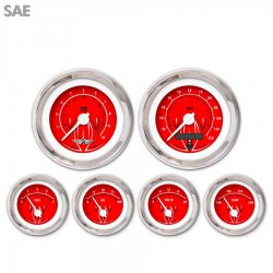 6 Ga. Set w/ emblem - SAE Pinstripe II Rd, Wht Mod Nedl, Chrom Trm Rngs~ Kit DIY - Part Number: GAR2117ZEARABCD