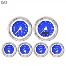 6 Ga. Set - SAE Pinstripe II Black, Wht Mod Nedl, Chrome Trm Rings~Style Kit DIY - Part Number: GAR2118ZEXRABCD