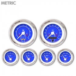 6 Ga. Set w/emblem-Metric Pinstripe II Black, Wht Mod Nedl, Chrom Trm Rngs~ Kit - Part Number: GAR2118ZMARABCD