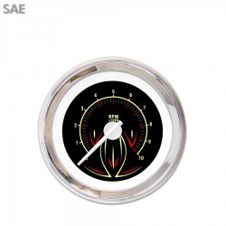 Tach Ga. - Pinstripe II Black, Wht Mod Needles, Chrome Trim Rings Style Kit DIY - Part Number: GAR2119ZEXIABCD