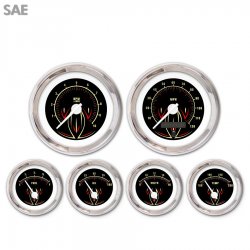 6 Ga. Set - SAE Pinstripe II Black, Wht Mod Nedl, Chrome Trm Rings~Style Kit DIY - Part Number: GAR2119ZEXRABCD